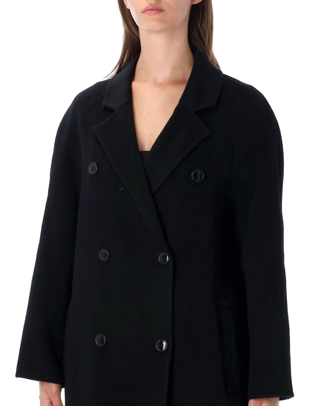 Loulou de Saison Black Double-Breasted Wool Coat