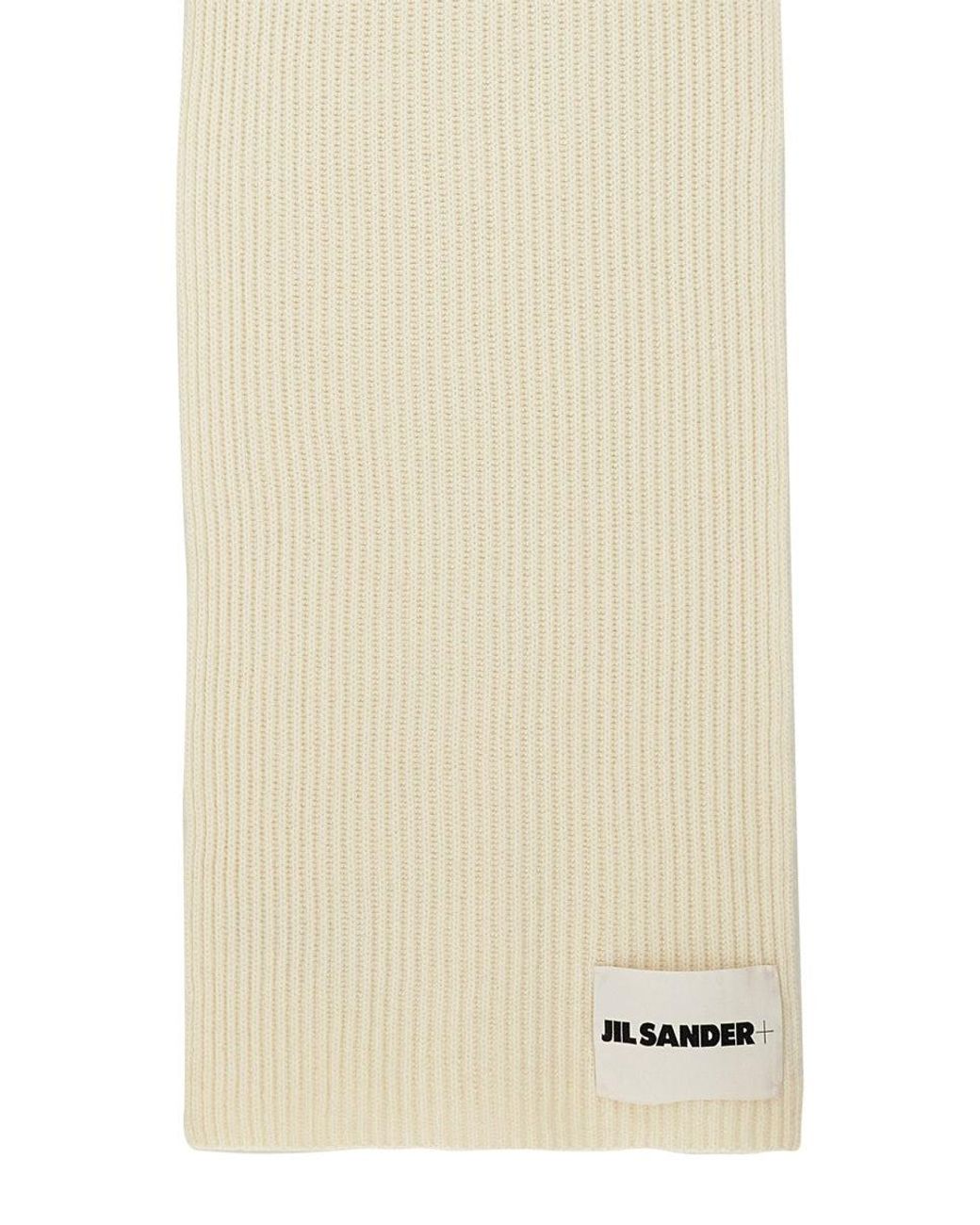 Jil Sander White Wool Scarf for men