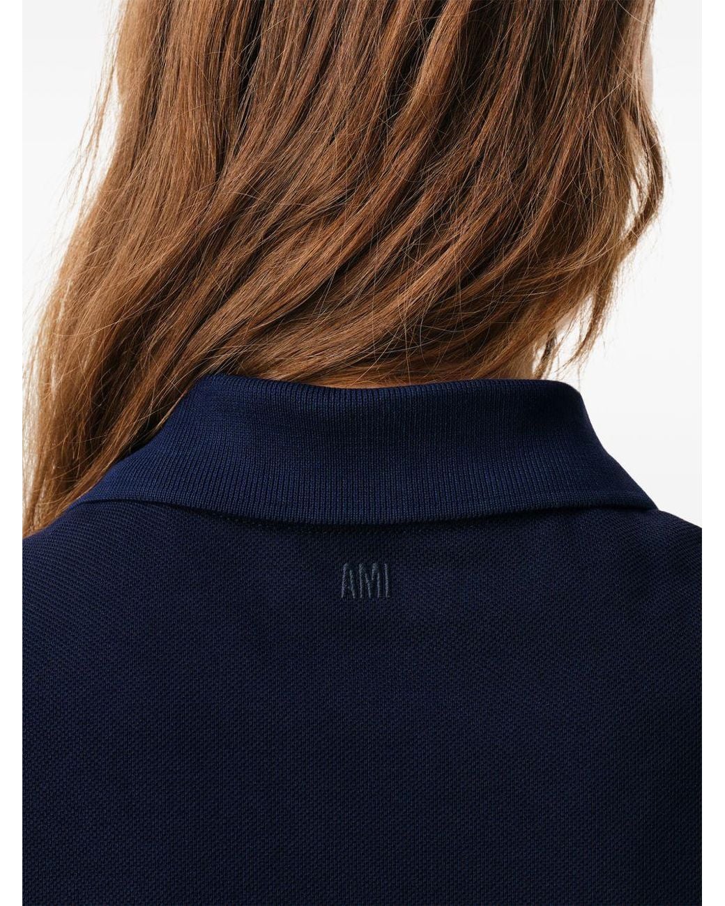 AMI Blue Ami De Coeur Cotton Polo Shirt