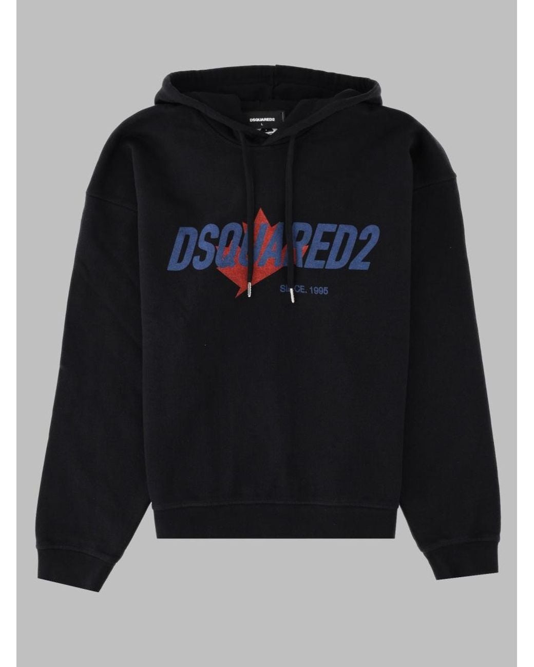 DSquared² Black Relaxed Fit Logo Print Sweatshirt Cotton Sweatshirts for men