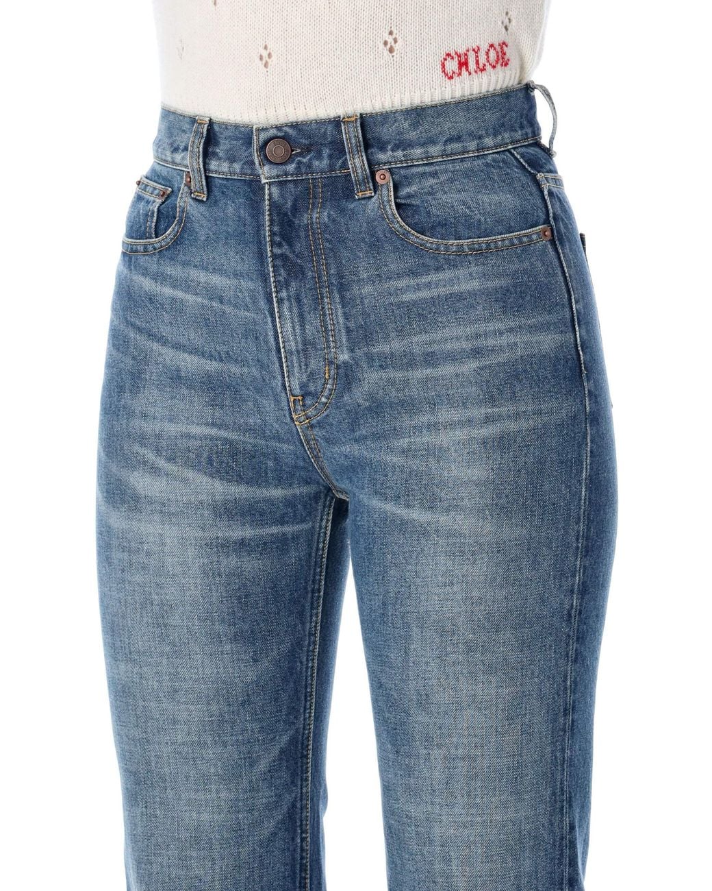 Chloé Blue Straight-leg Organic Cotton Indigo Jeans