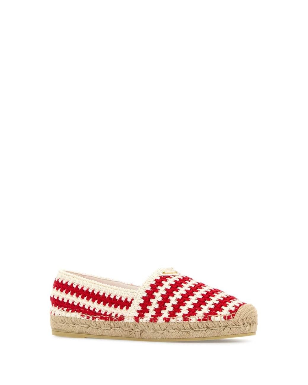 Prada Red Crochet Triangle Espadrilles