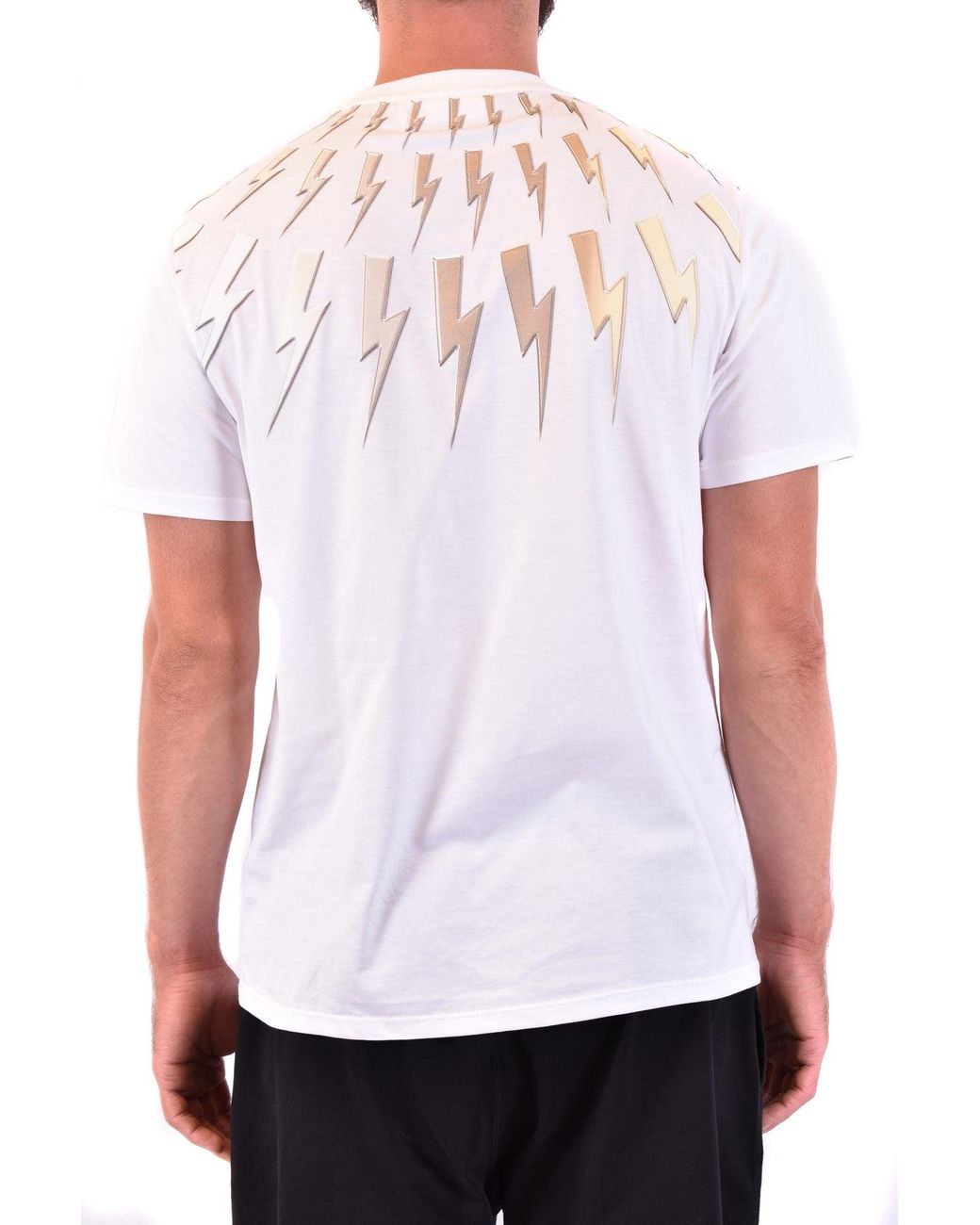 Neil Barrett White Lightning Bolt Graphic Tee for men
