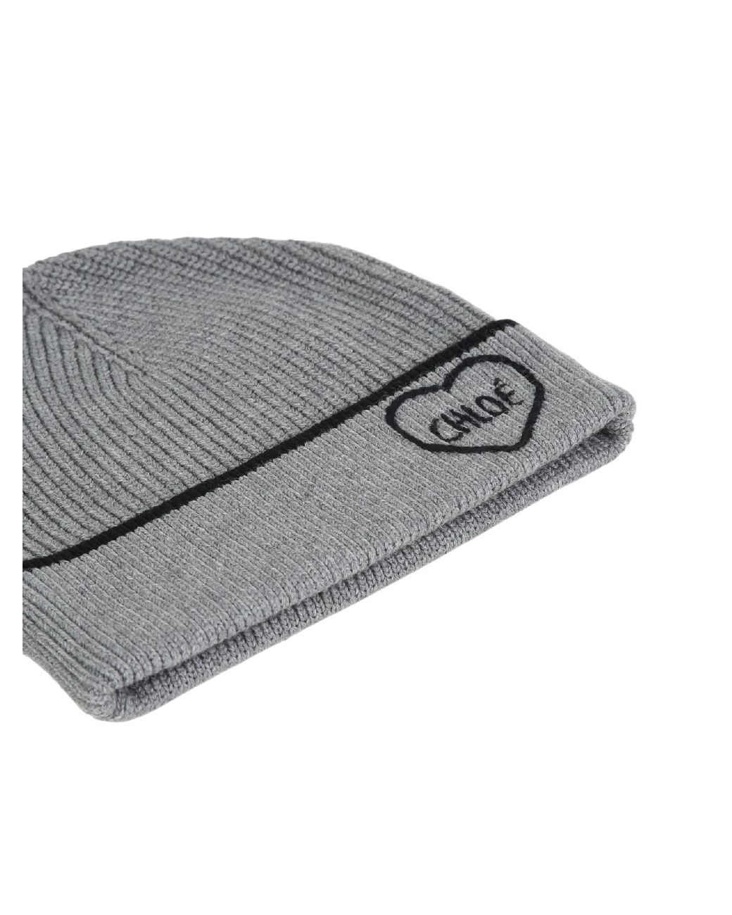 Chloé Gray Girls' Knit Hat With Embroidered Logo