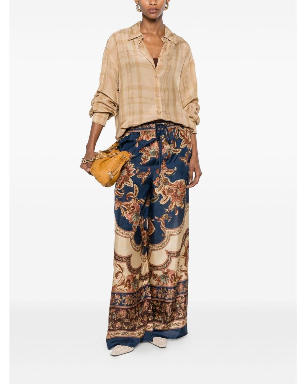 Zimmermann Blue Aster Printed Silk Trousers