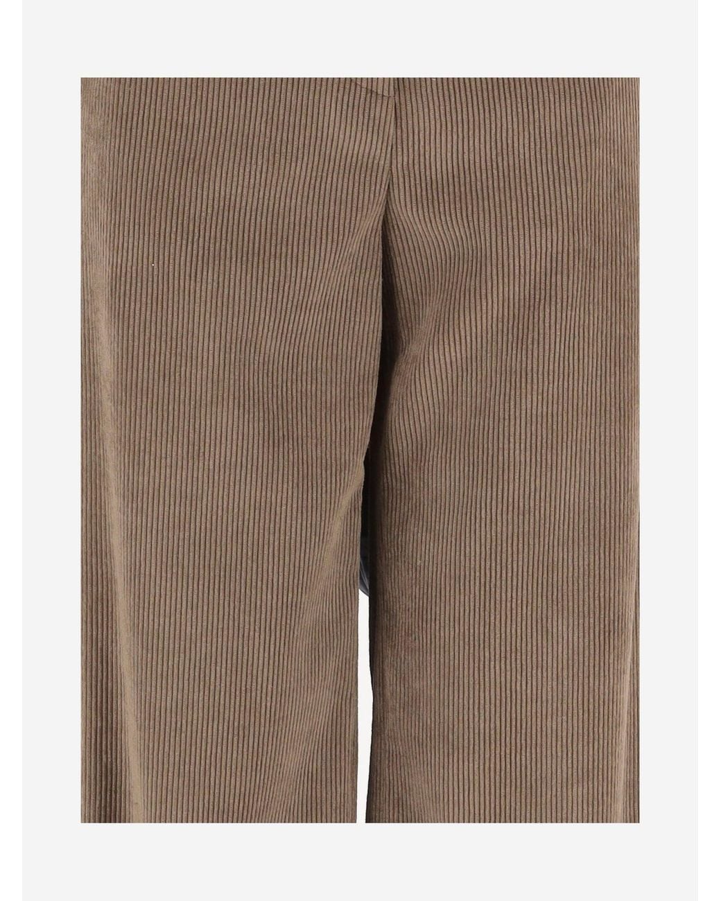 F.it Brown Tailored Corduroy Trousers Polyester