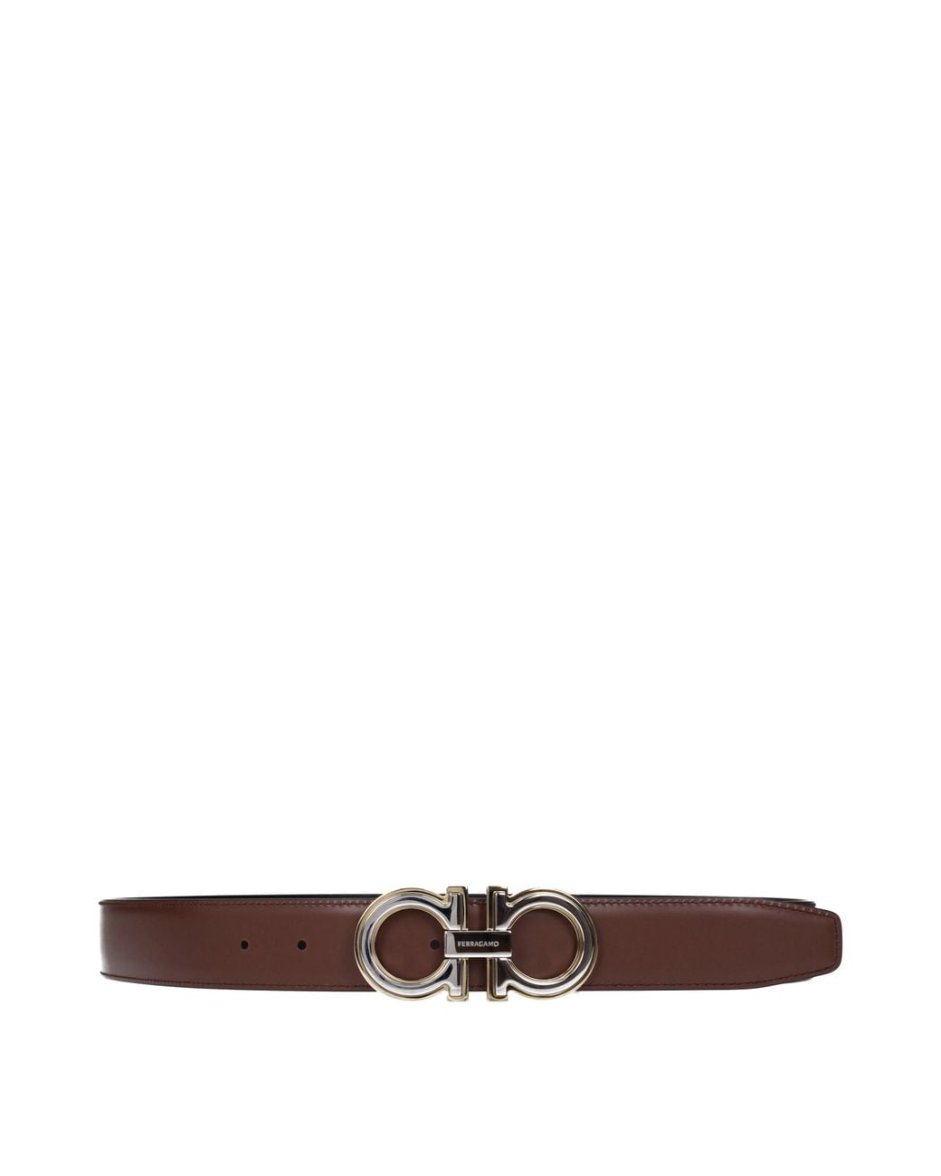 Ferragamo Black Belt Leather/Cocoa