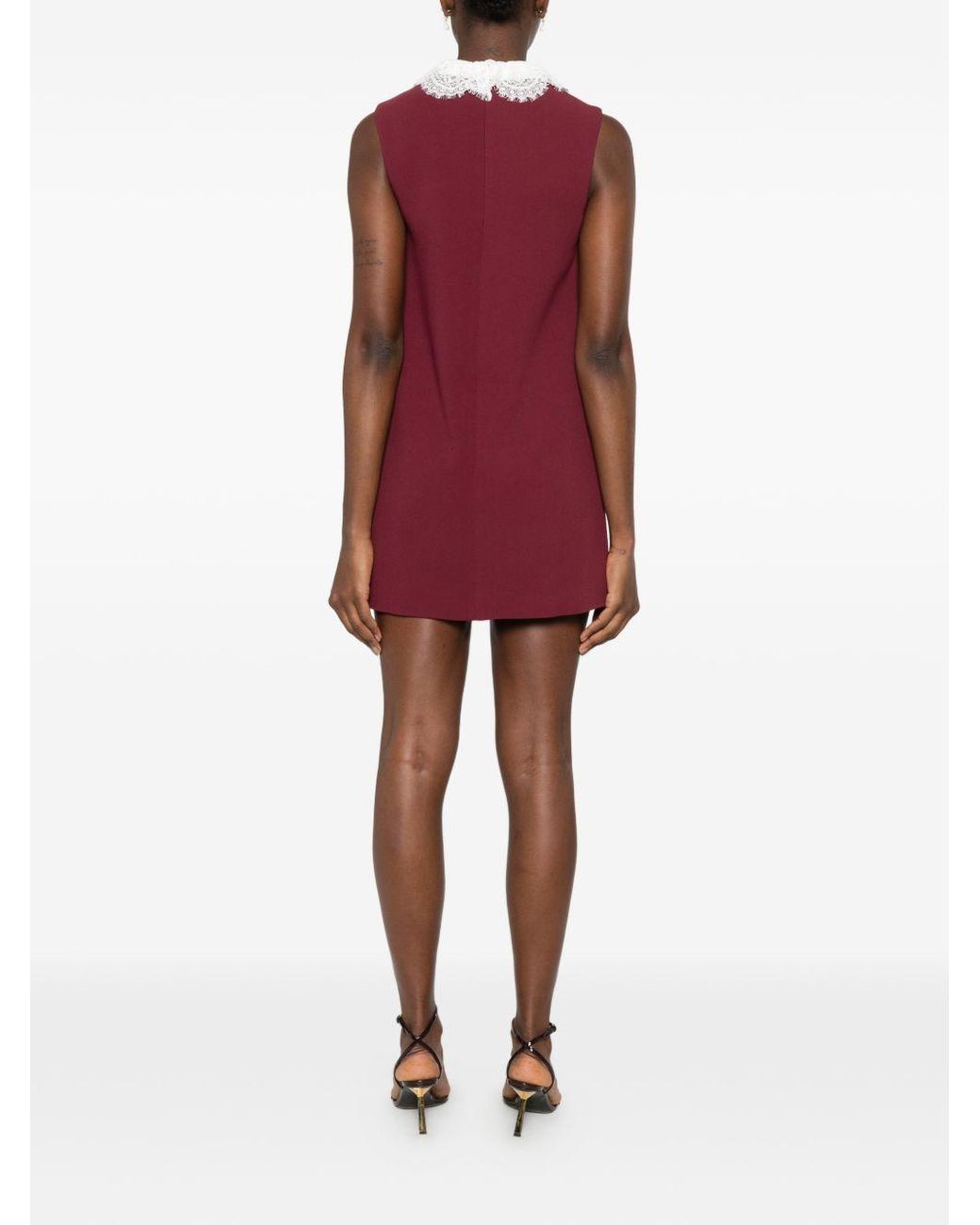Self-Portrait Red Lace Collar Mini Dress