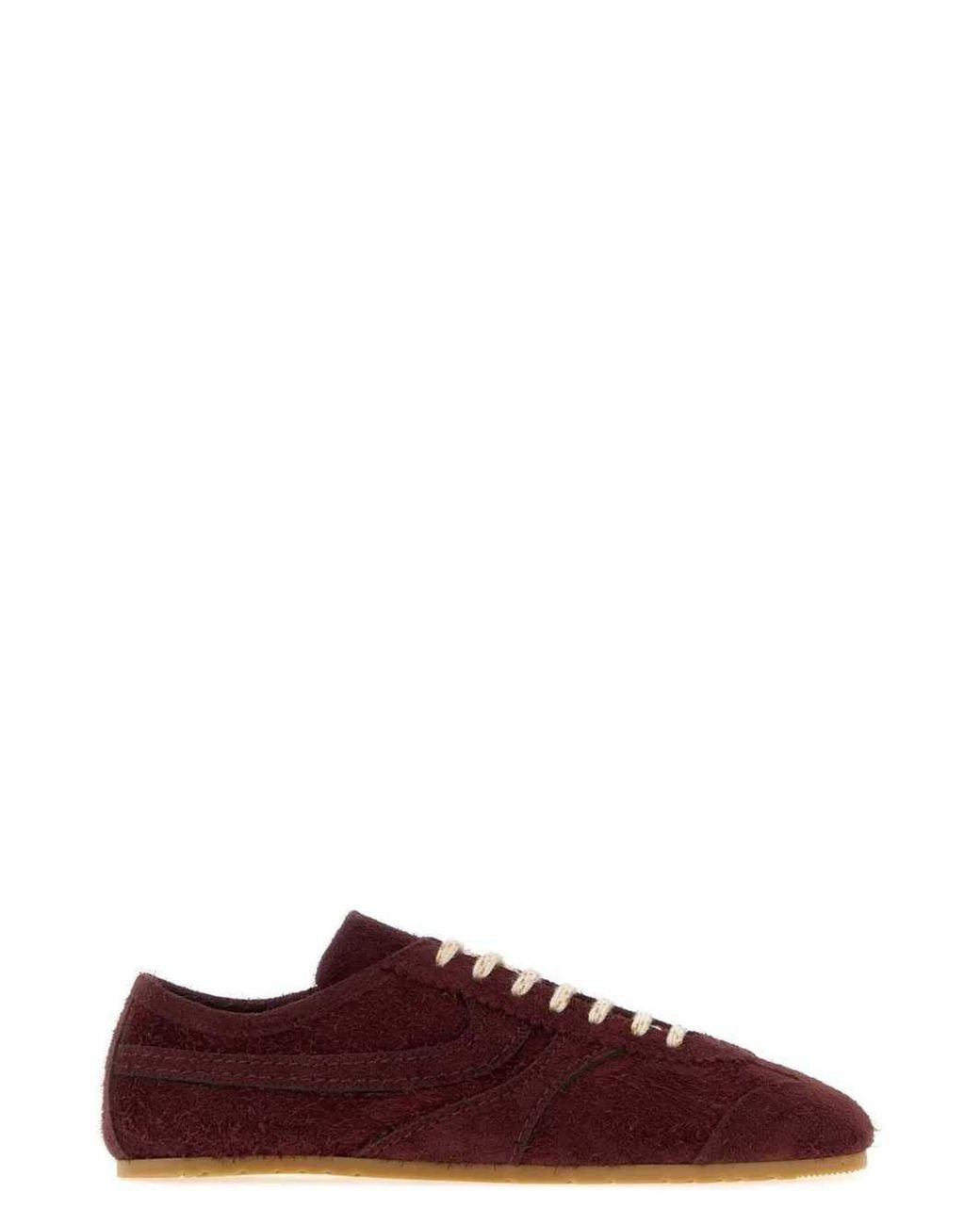 Dries Van Noten Purple Burgundy Suede Sneakers