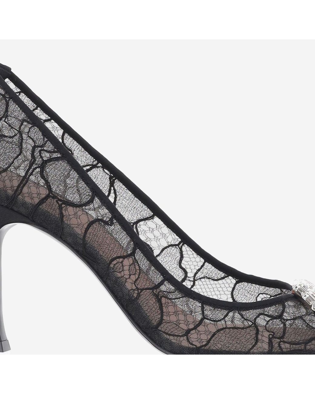 AMINA MUADDI Metallic Camelia Lace Pumps