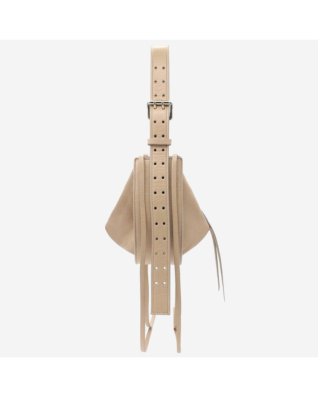 RADICA STUDIO White Hammock Style Bag With Textured Leather Fringe