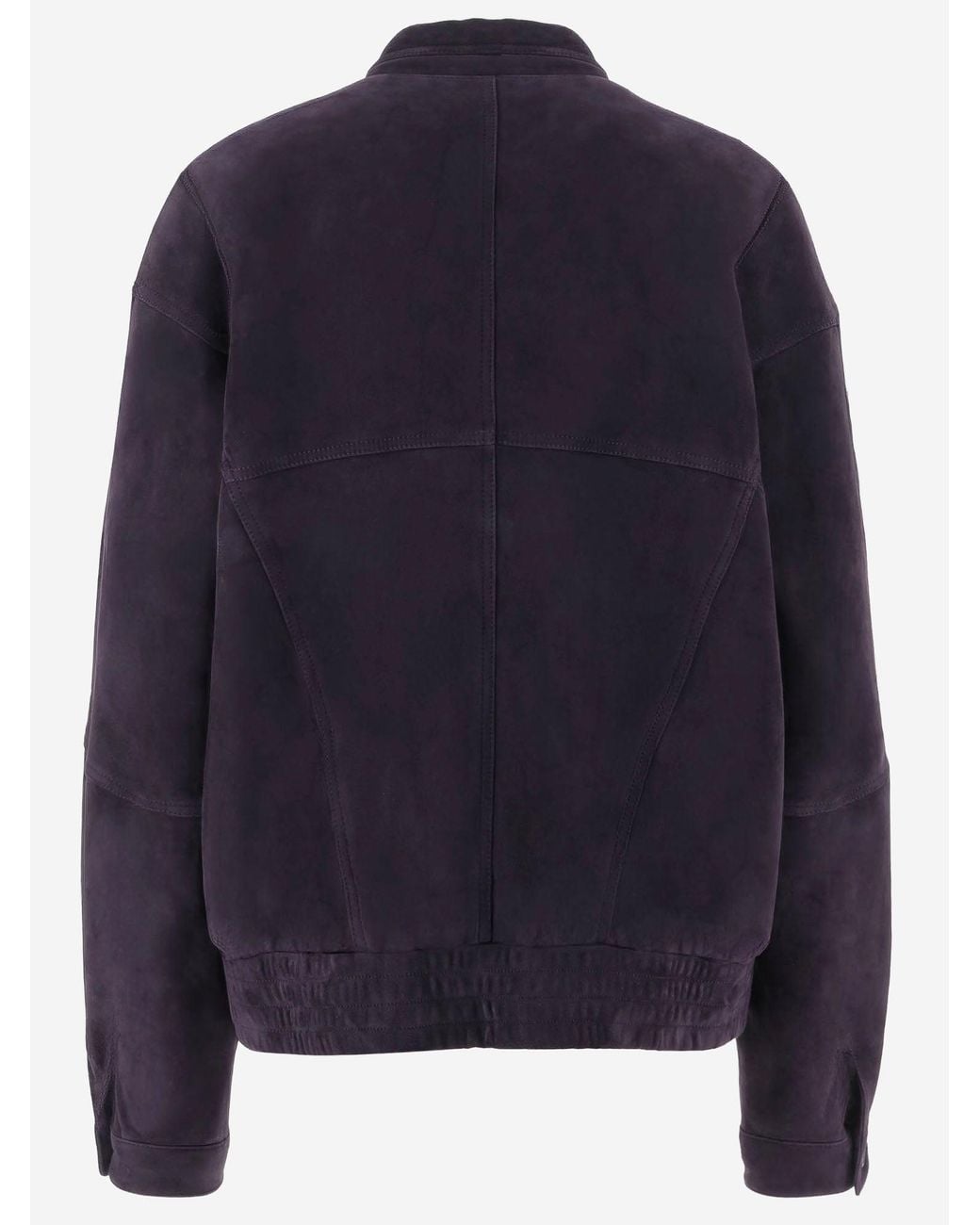 Giorgio Armani Blue Suede Jacket With High Collar And Buttons