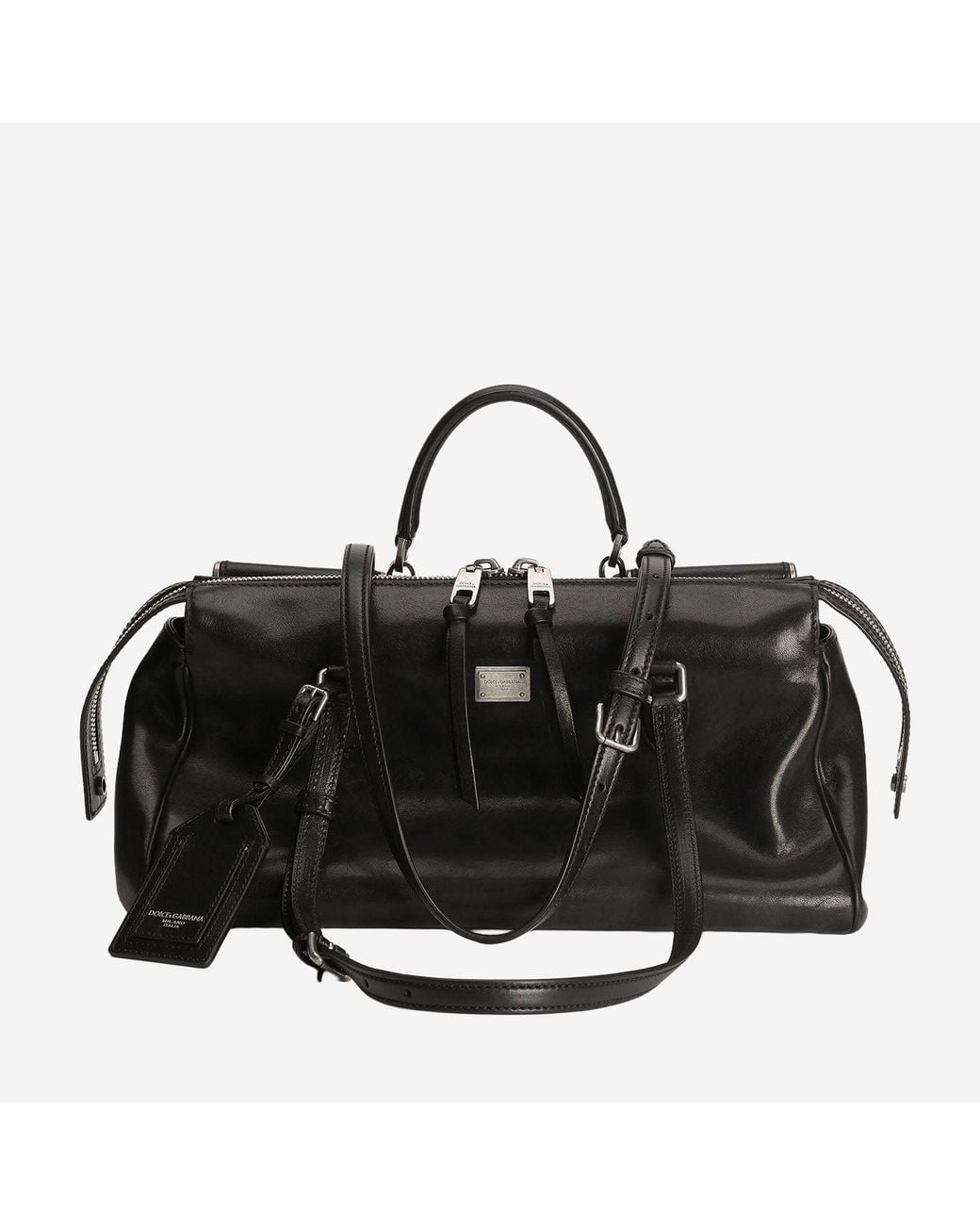 Dolce & Gabbana Black Vittoria Calfskin Leather Bag