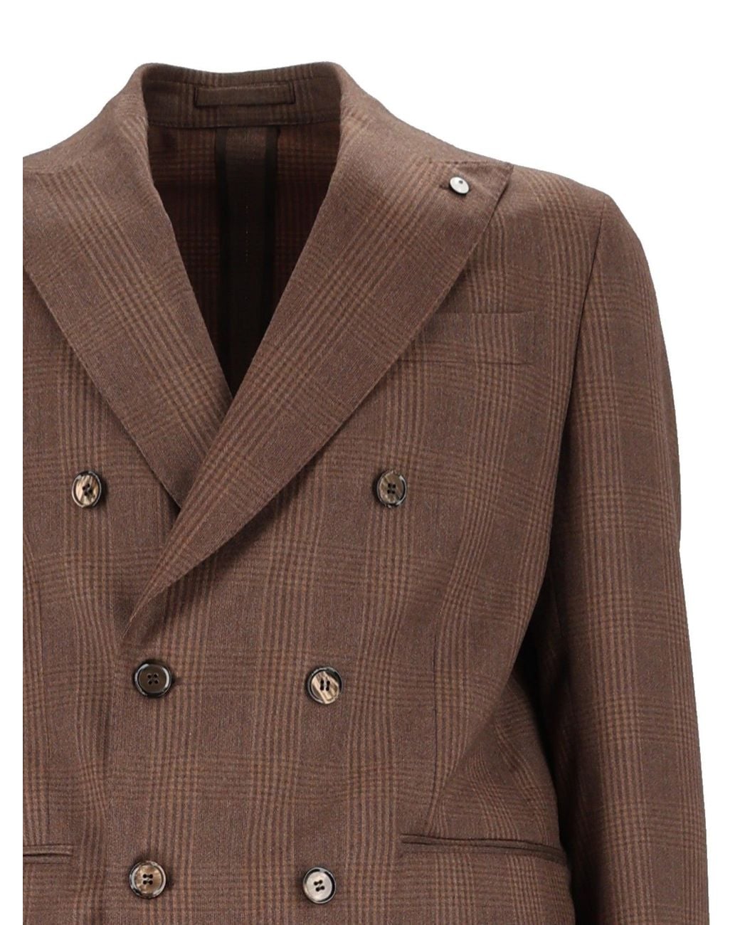 L.b.m. 1911 Brown Drop S Checkered Blazer