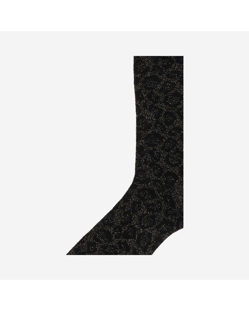 ANT45 Black Stretch Cotton Blend Socks With Animal Print
