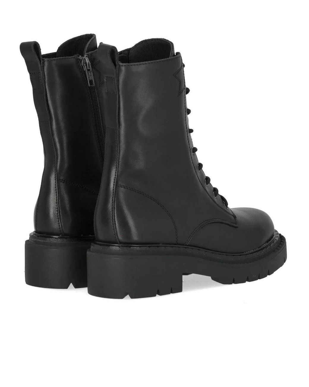 Ash Black Dover Leather Combat Boot