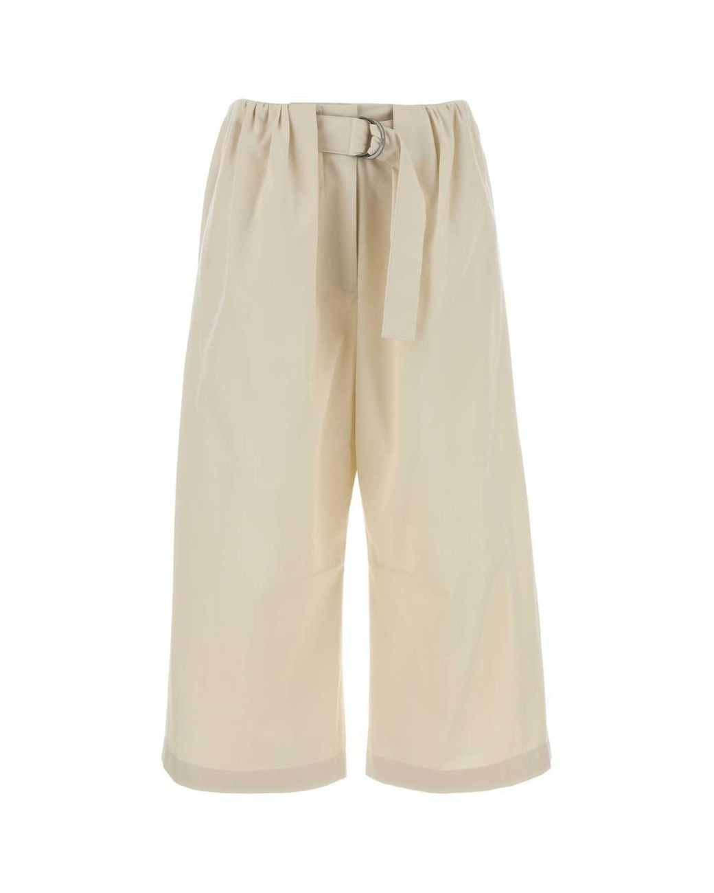 Loewe White Ivory Cotton Blend Wide-Leg Pant