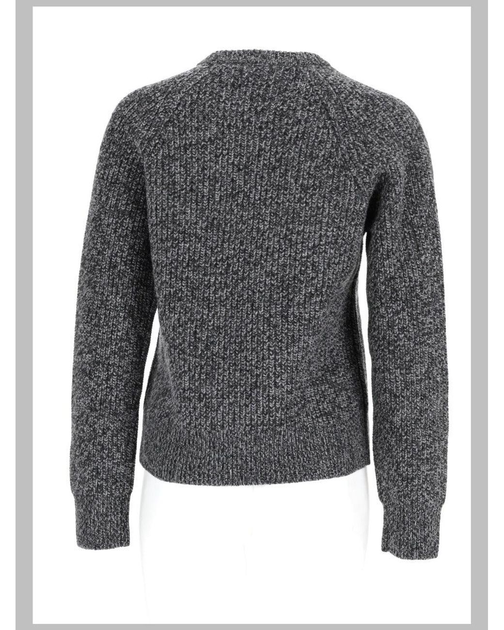 Aspesi Gray Textured Wool Sweater With Classic Crew Neckline