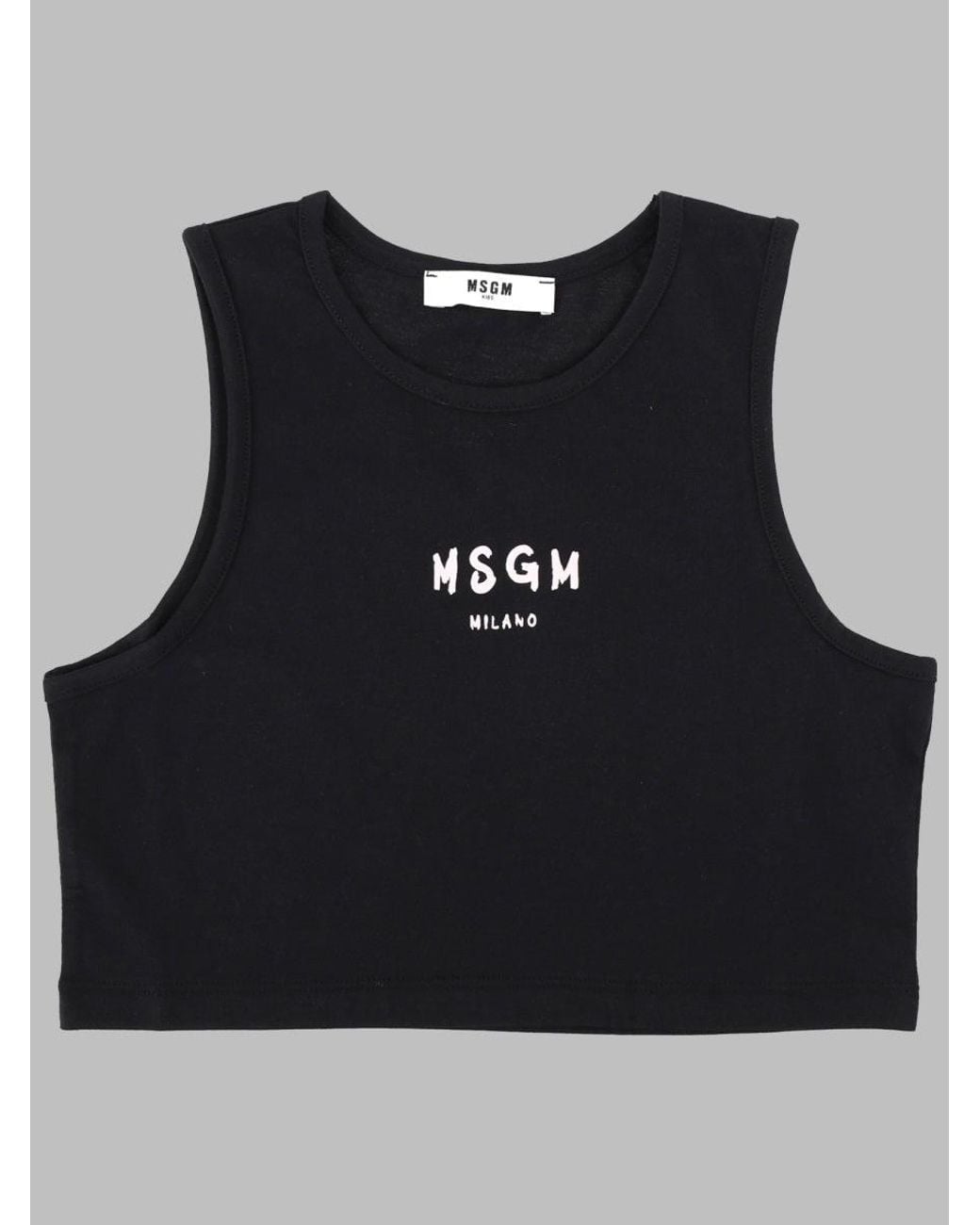 MSGM Black Logo Cotton Jersey Top For Girls, Spring/Summer 2026