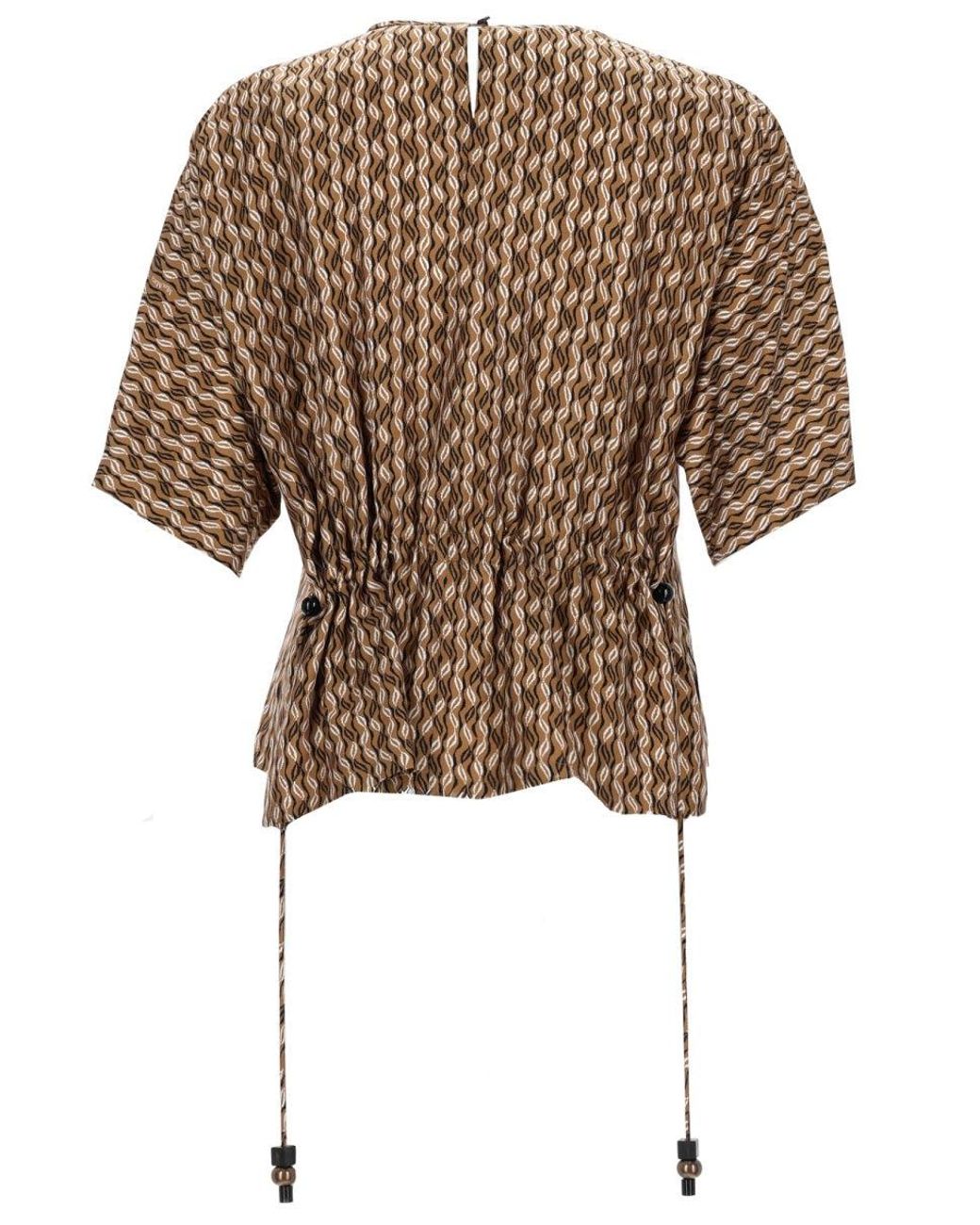 Max Mara Brown Printed Silk Blouse