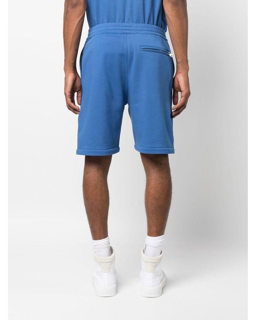 McQueen Blue Logo Cotton Shorts for men