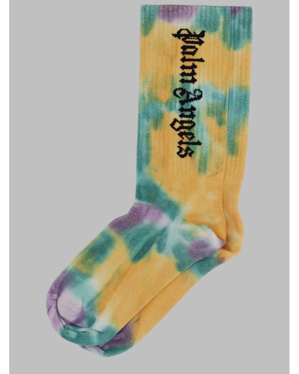 Palm Angels Green Kids Cotton Logo Socks