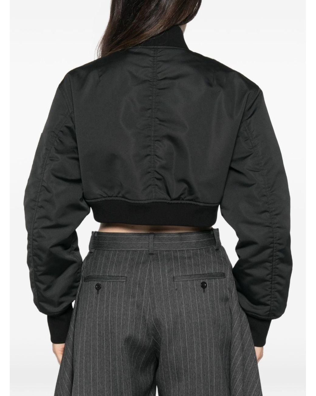 Balenciaga Black Cropped Bomber Jacket