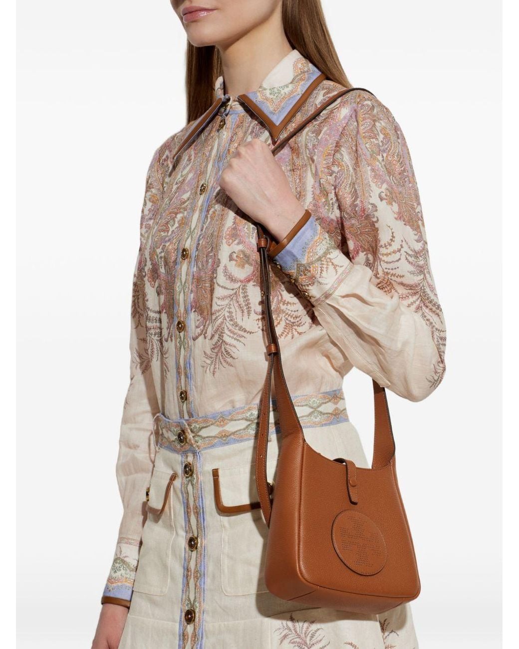 Tory Burch Brown Miller Leather Hobo Bag