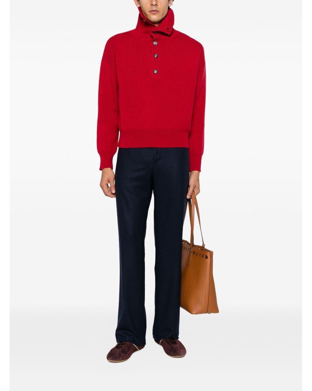 AMI Red Wool Turtle-Neck Sweater