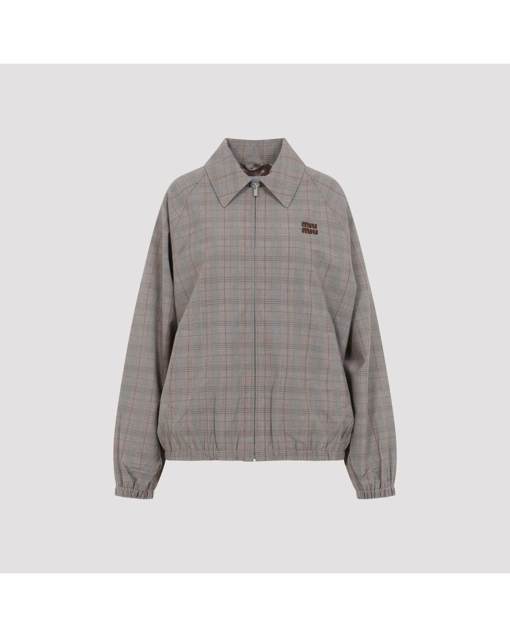 Miu Miu Gray Tabacco Check Blouson