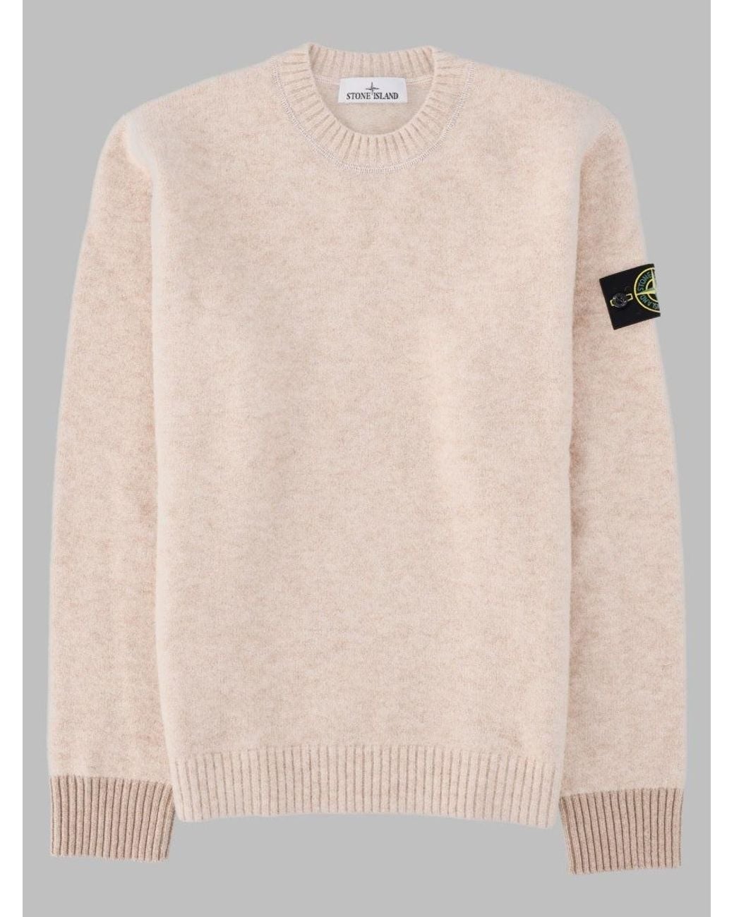 Stone Island Natural Alpaca & Wool Blend Crewneck Sweater for men