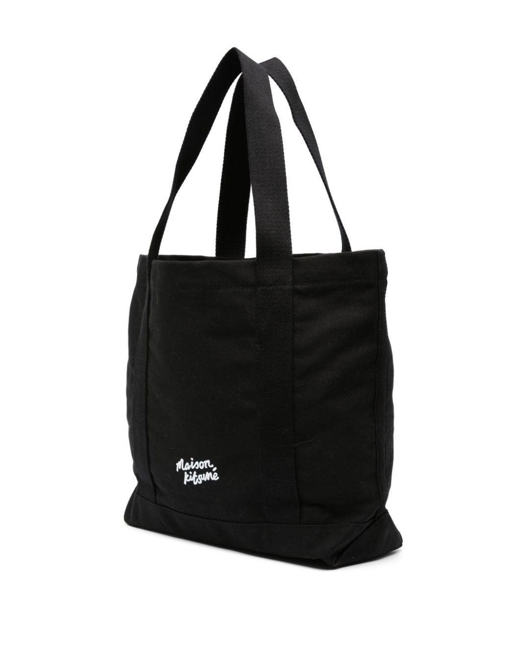 Maison Kitsuné Black Tote Bag With Print