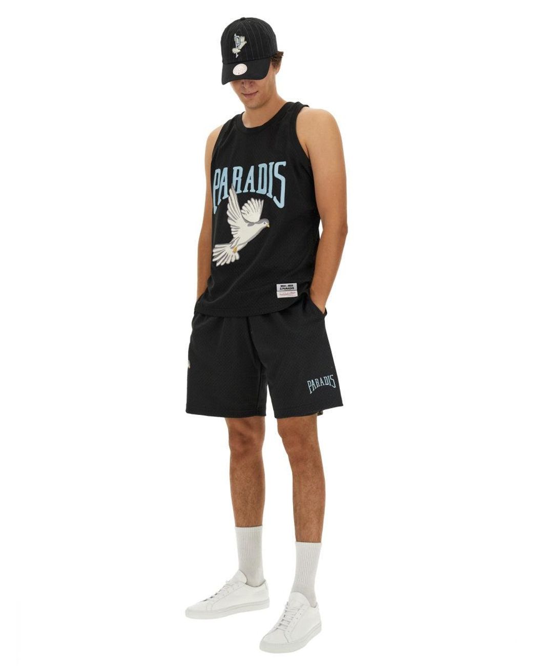 3.PARADIS Black Bermuda With Logo for men