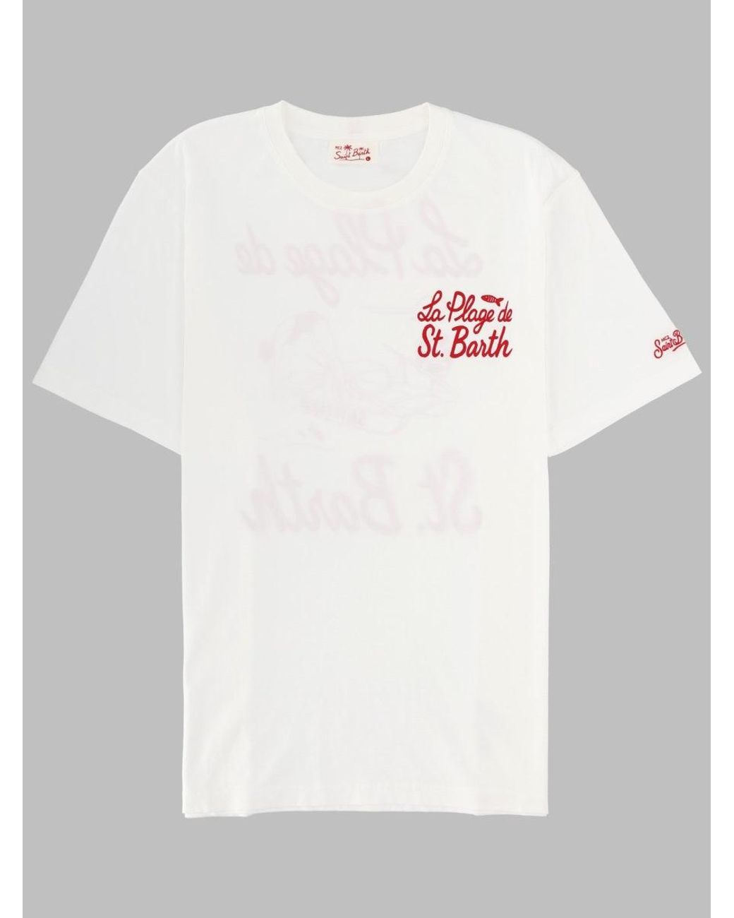 Mc2 Saint Barth White T Shirt Con Stampa