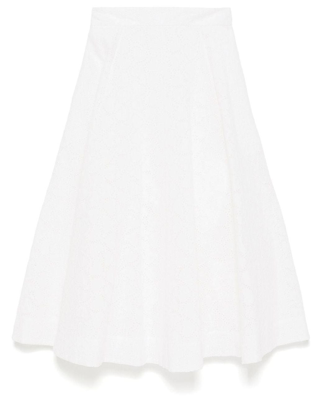 Zimmermann White Crush Cotton Midi Skirt
