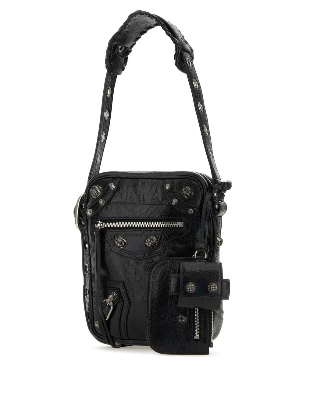 Balenciaga Black Leather Le Cagole Crossbody Bag for men