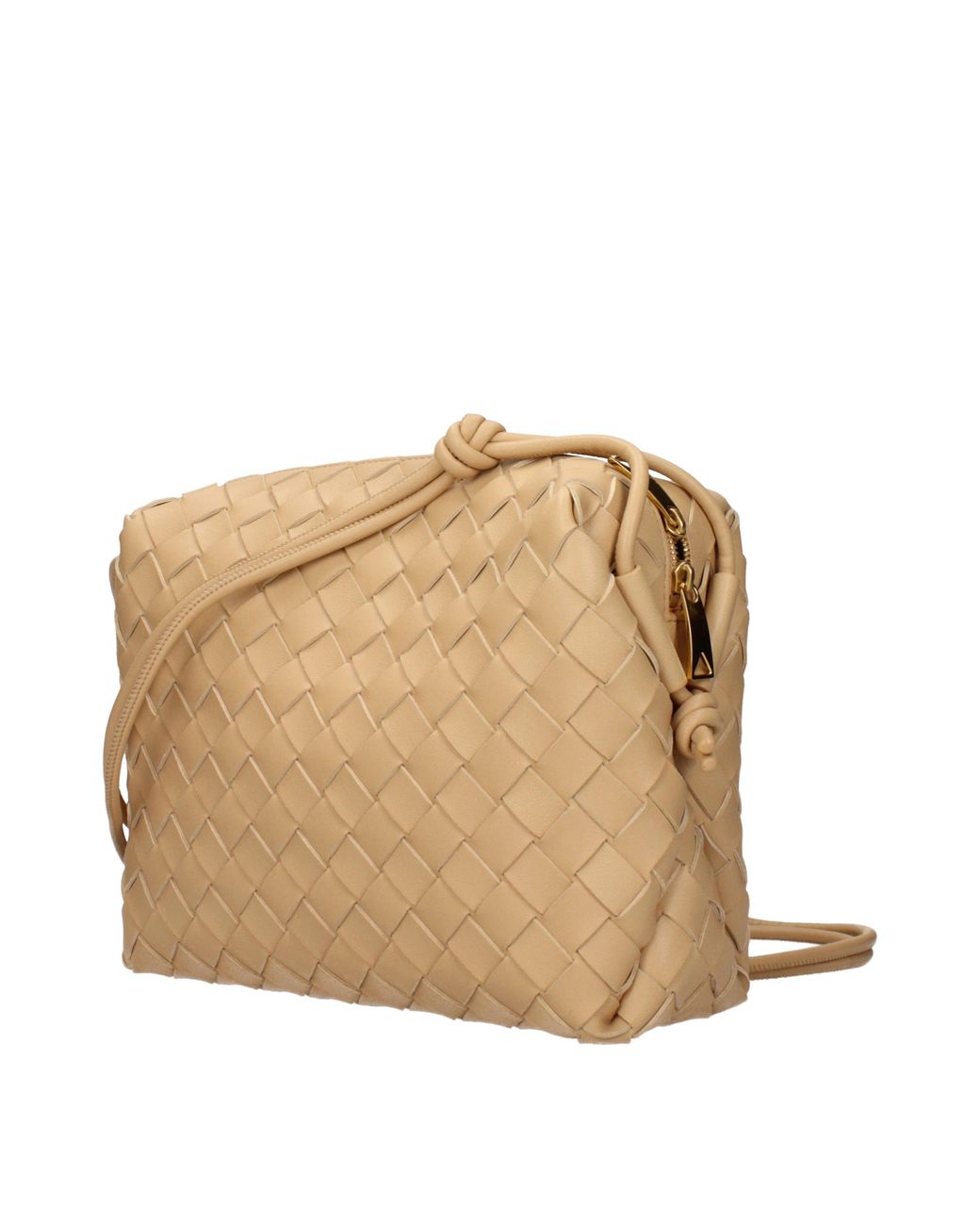 Bottega Veneta Natural Almond Leather Crossbody Bags