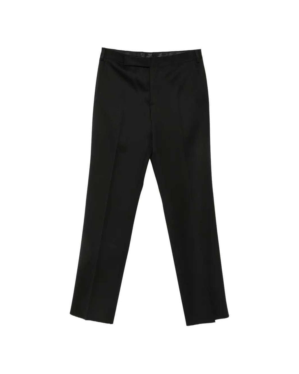 Lardini Black Straight Leg Trousers With Pressed Crease