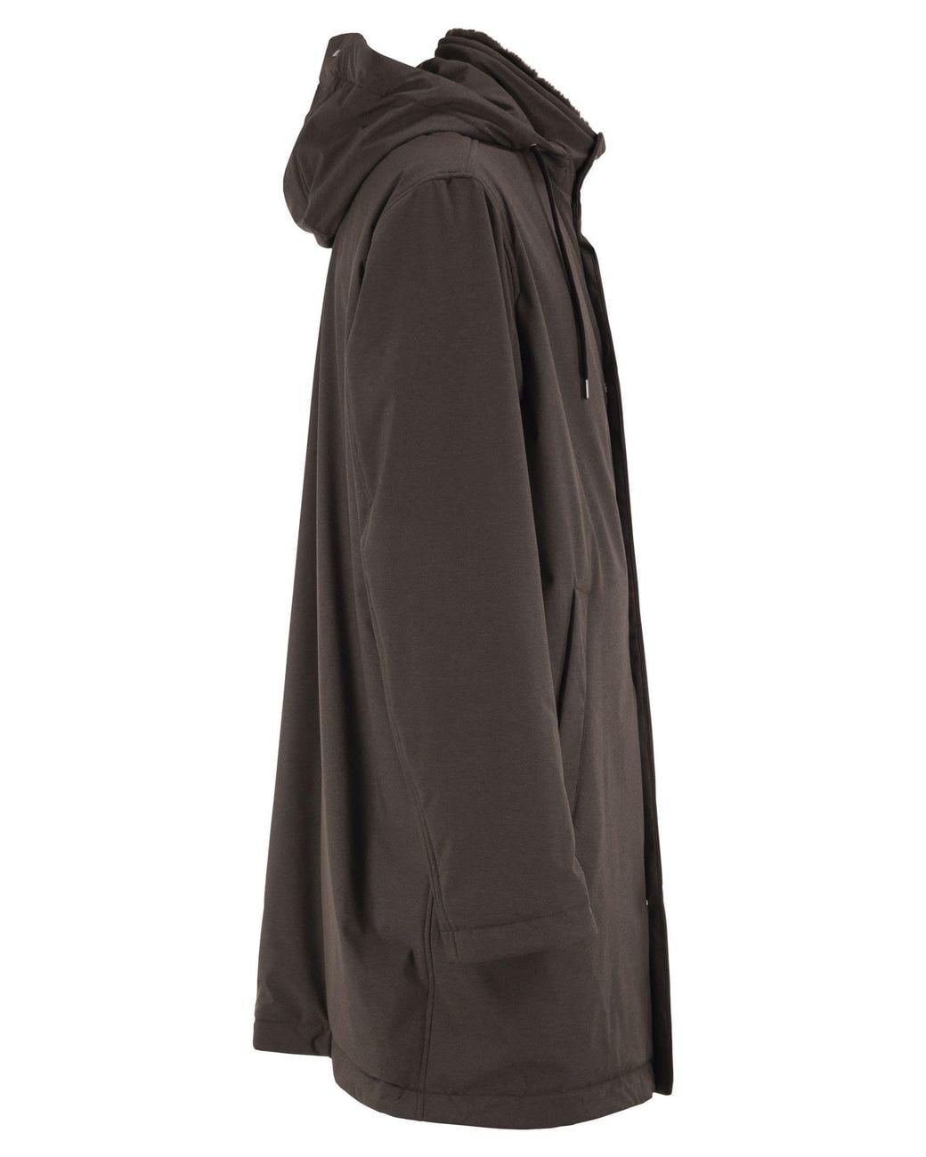 Herno Gray Lightweight Stretch Technical Parka With Hood