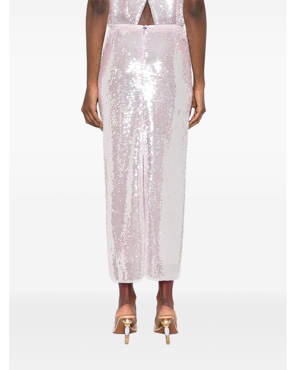 Forte_forte White Sequined Long Skirt