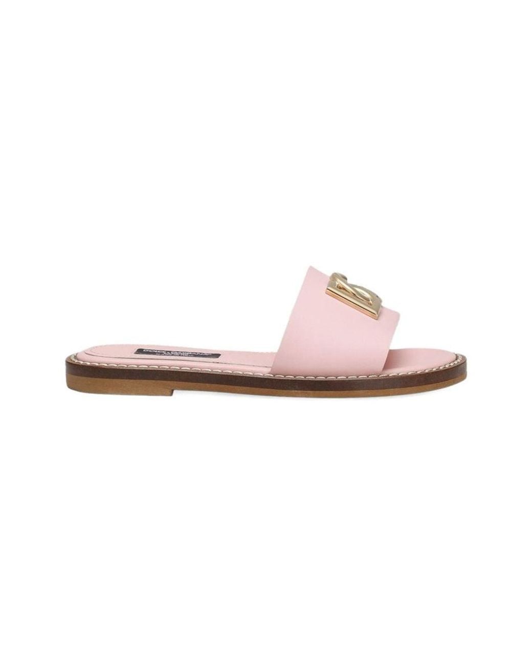 Dolce & Gabbana Pink Slippers With Logo