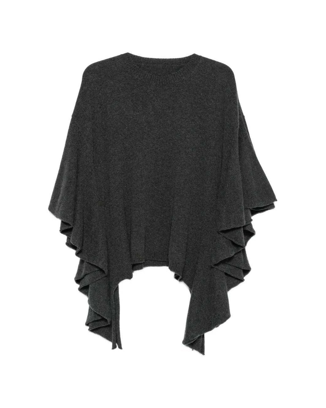 Uma Wang Black Pullover mit Rüschenärmeln
