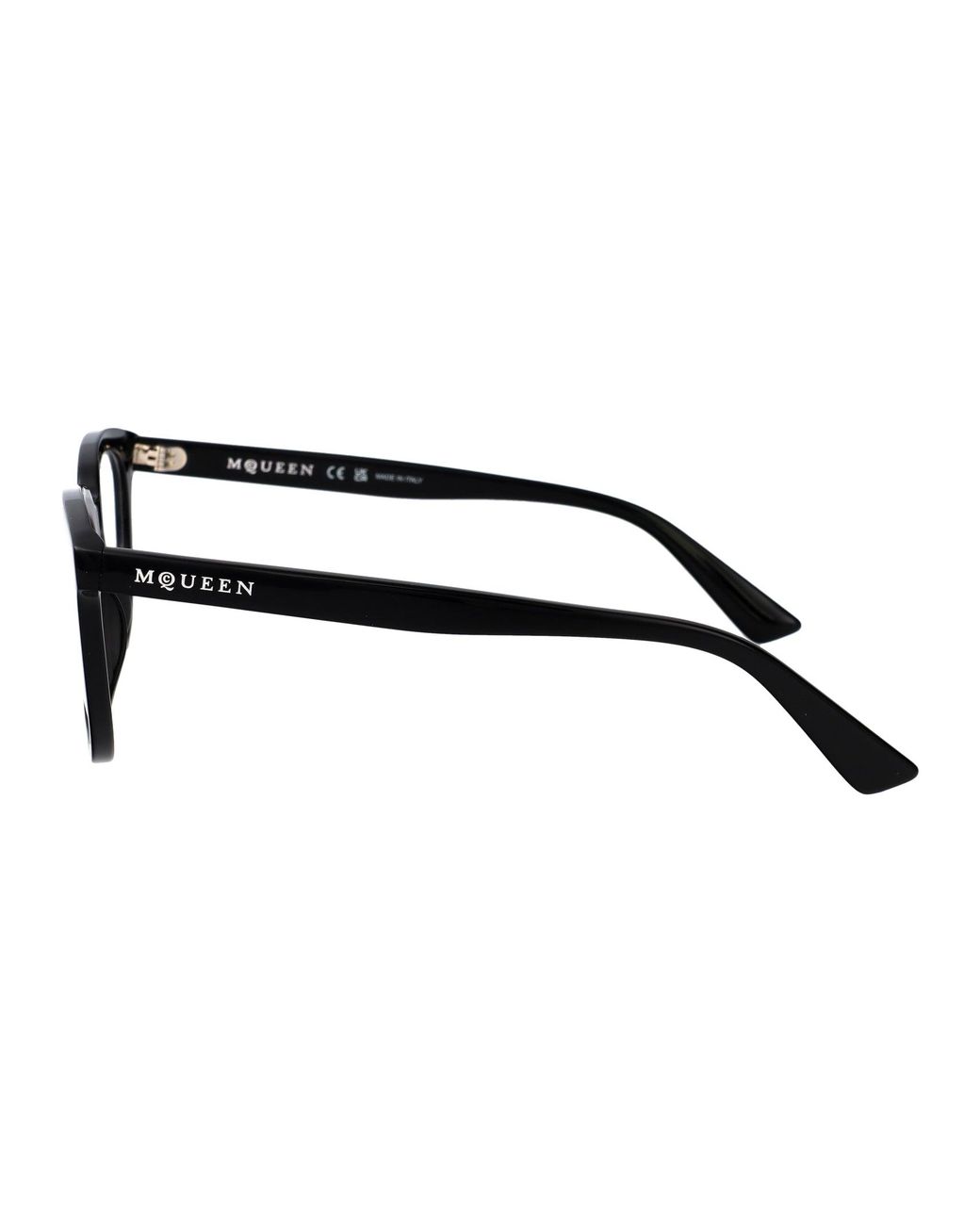 McQueen Black Transparent Recycled Acetate Glasses
