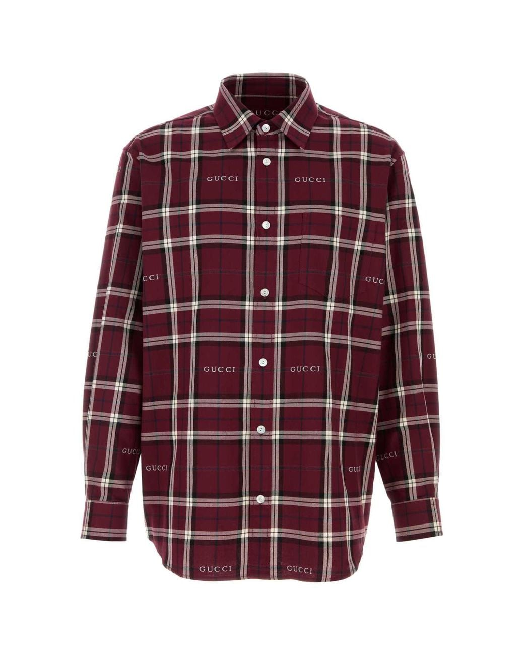 Gucci Red Checked Cotton Shirt for men