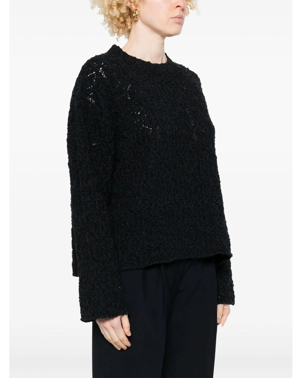 Loulou de Saison Black Lace Stitch Sweater