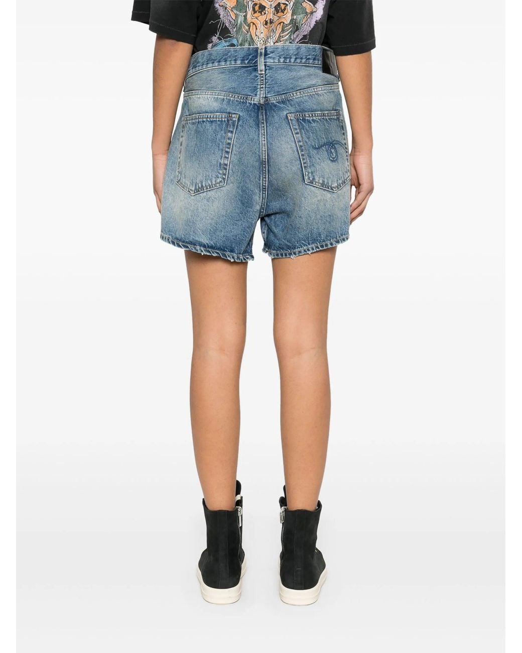 R13 Blue Crossover Short