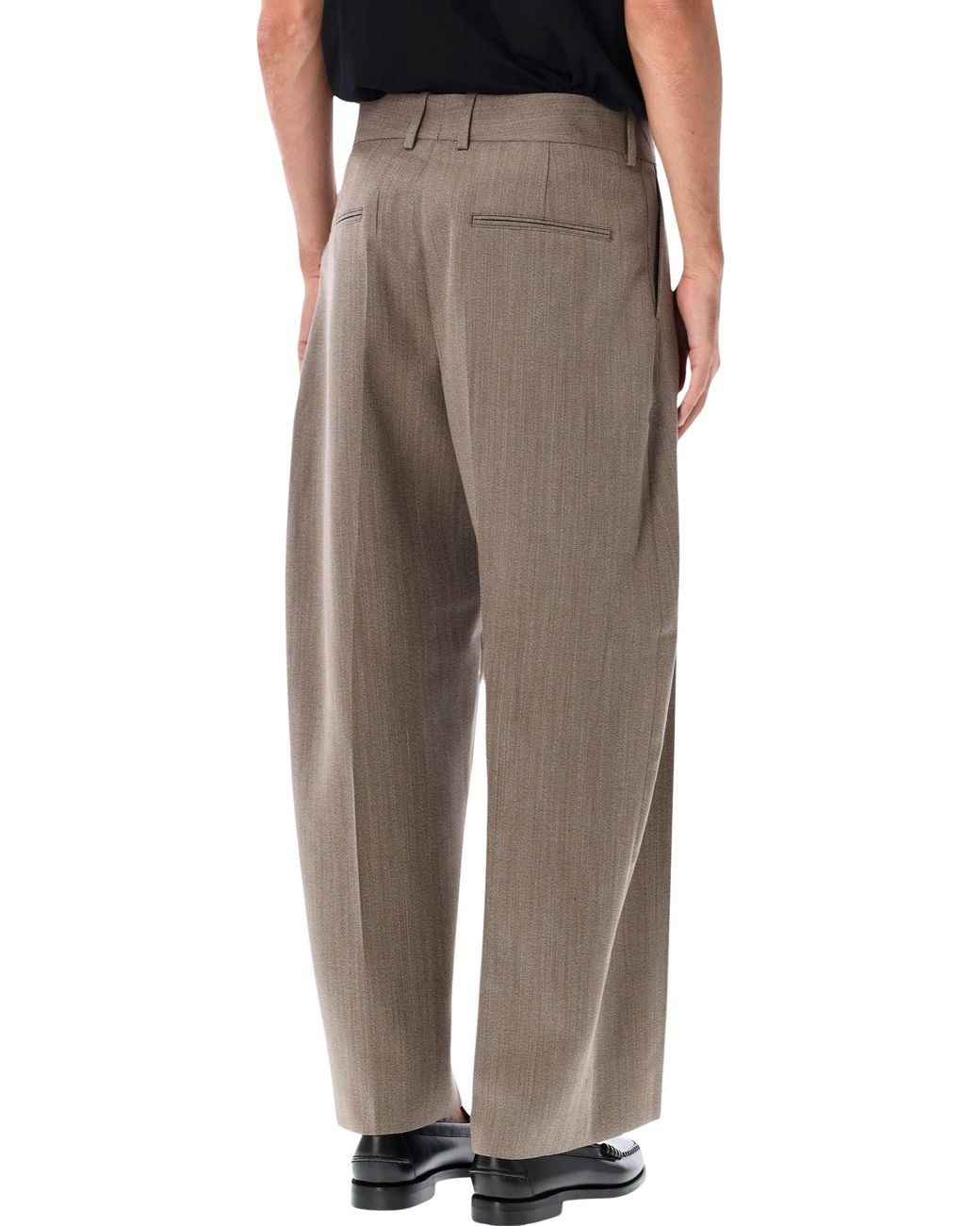 Studio Nicholson Brown Pleated Wide-Leg Wool Trousers for men
