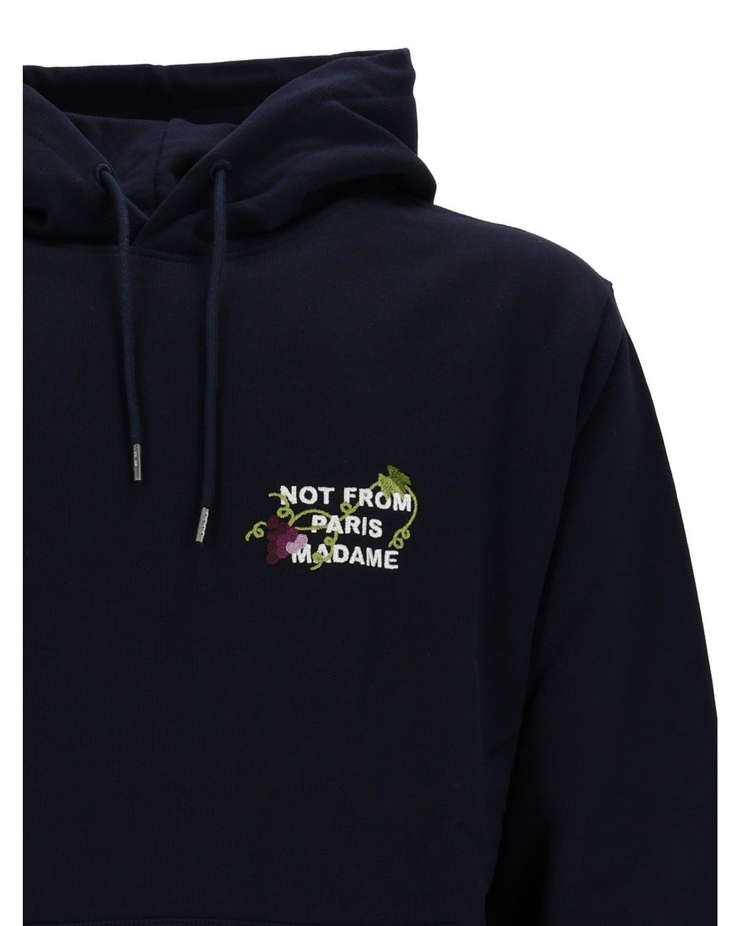 Drole de Monsieur Blue Vine Embroidered Slogan Hoodie
