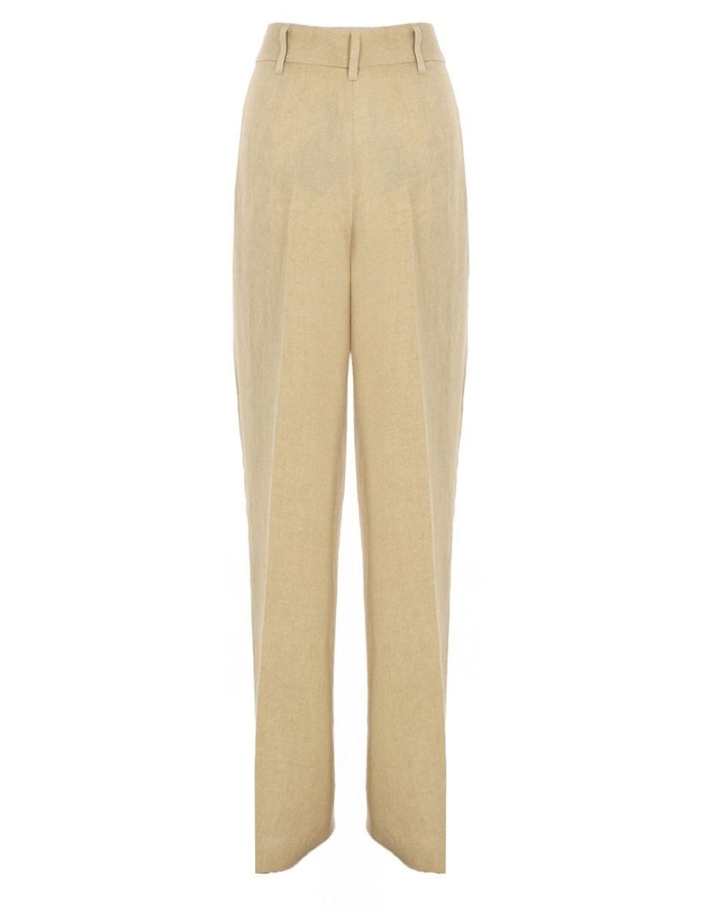 Max Mara Natural Tapered Pleated Pant