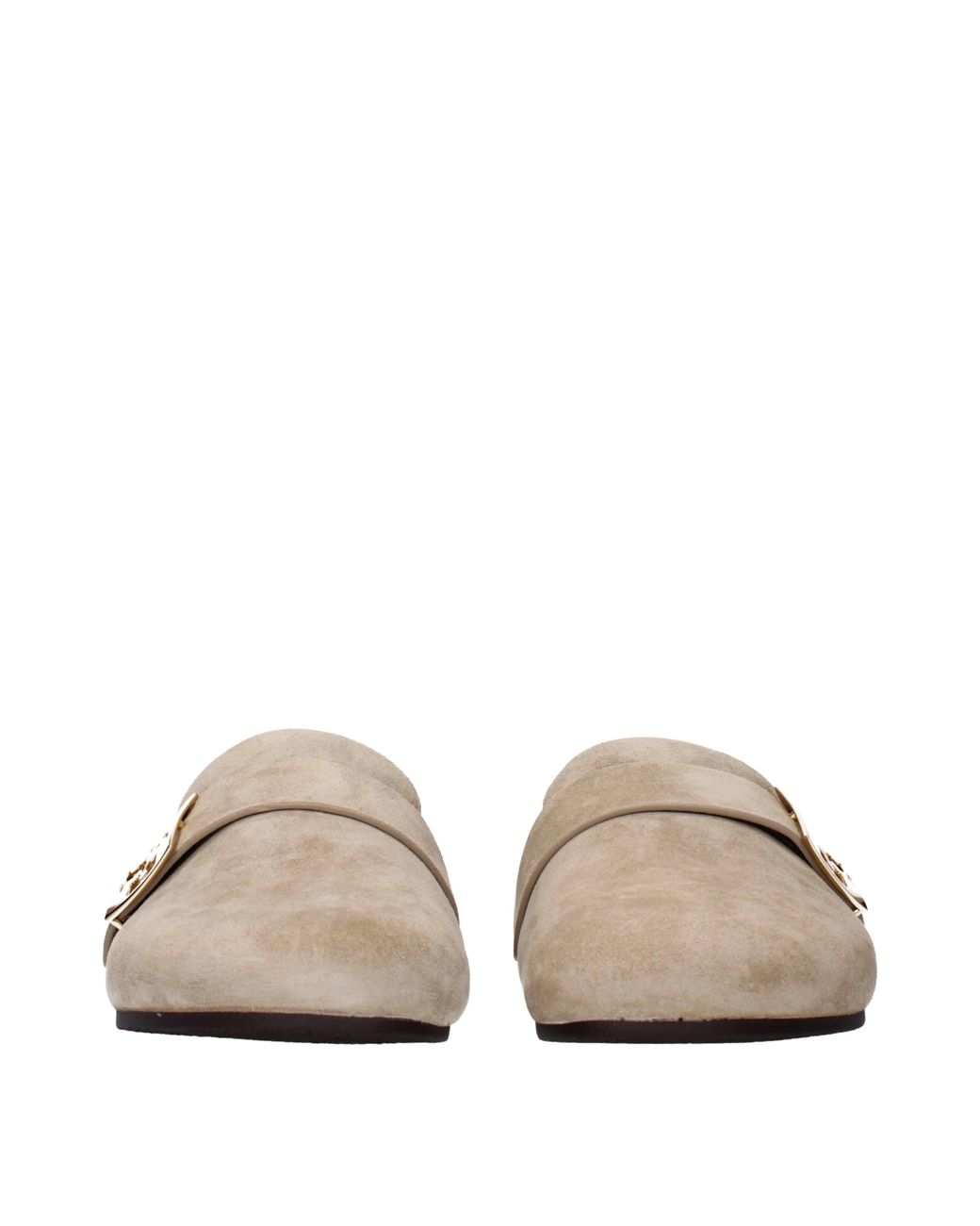 Tory Burch Natural Mellow Clogs And Slides Suede/Hazelnut